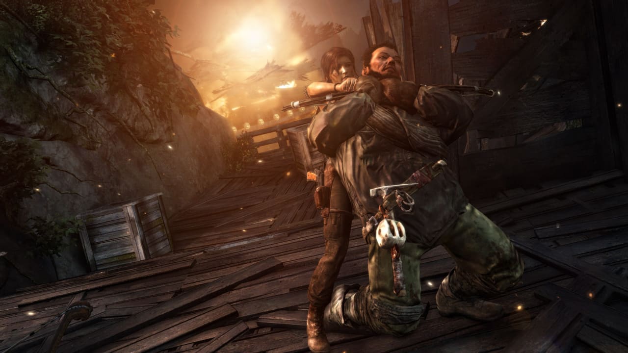 Tomb Raider — Lara in survival combat with scavenger enemies